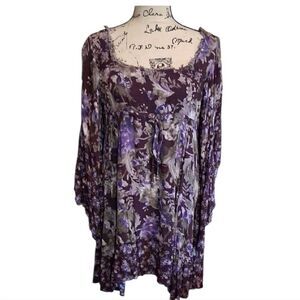 FREE PEOPLE Vintage Moon Child Purple Print  Women's Mini Dress Size Small